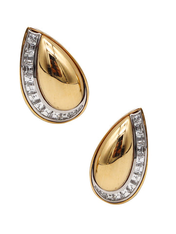 -Hemmerle Munich Clips Earrings In 18Kt Gold And Platinum With 3.12 Ctw Diamonds