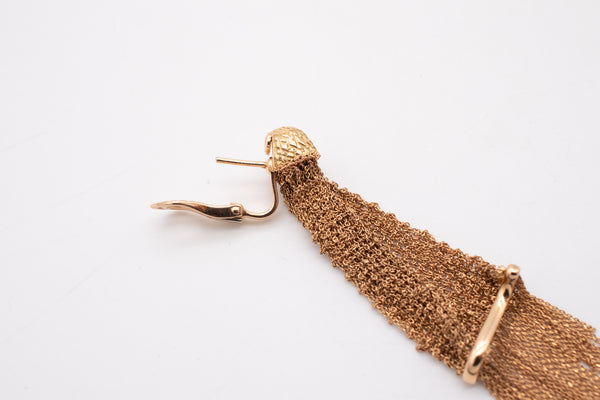 -Boucheron Paris Delilah Dangle Drop Fringes Earrings In 18Kt Yellow Gold