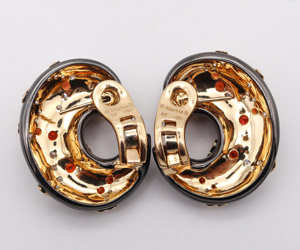 Marina B. Milan Yama Gem Set Earclips In 18Kt Gold With 8.26 Cts Diamonds & Sapphires