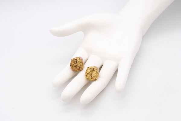 *Buccellati 1960 Milano 18 kt textured yellow gold earrings with organics motifs