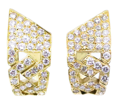 VAN CLEEF & ARPELS, 1970 PARIS 18 KT GOLD EARRINGS WITH  4.50 CT DIAMONDS.