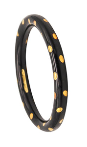 -Tiffany & Co. 1975 By Angela Cummings Black Jade Bangle With 18Kt Yellow Gold Dots