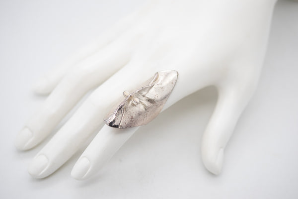 *Bjorn Weckstrom 1970 Finland modernist sculptural ring in .925 sterling silver