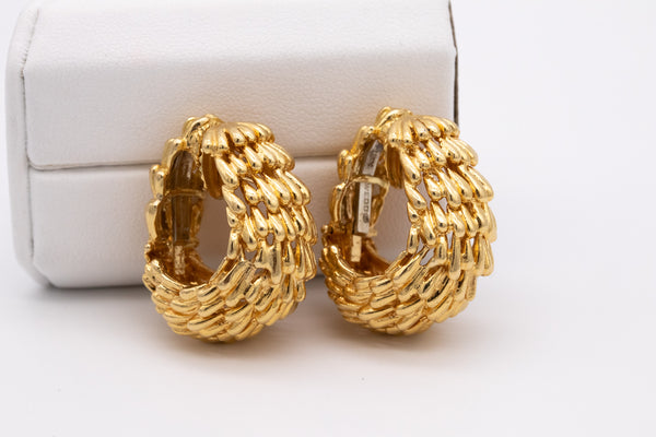 David Webb 1970 New York Clips Earrings In Textured 18Kt Yellow Gold