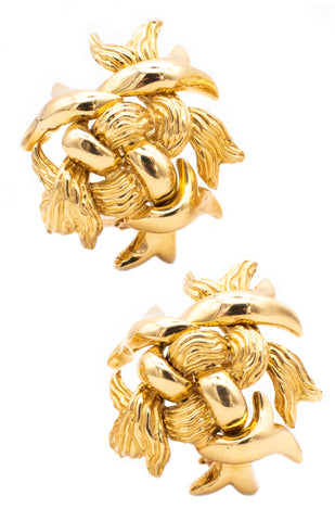 *Tiffany & Co. 1970 rare vintage free form woven earrings in solid 18 kt yellow gold