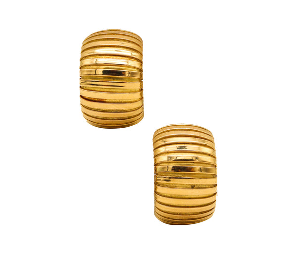 -Carlo Weingrill 1970 Verona Tubogas Clips Earrings In Solid 18Kt Yellow Gold