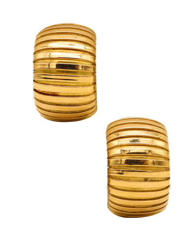 -Carlo Weingrill 1970 Verona Tubogas Clips Earrings In Solid 18Kt Yellow Gold