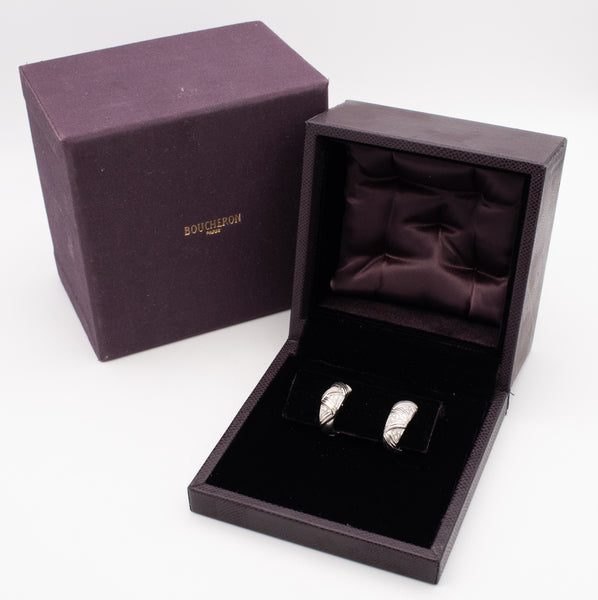 *Boucheron Paris clips-earrings in 18 kt white gold with 1.52 Cts in VS diamonds
