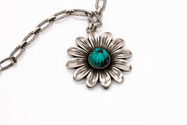 GUCCI MILANO .925 STERLING SILVER SAUTOIRE WITH TURQUOISE AND ENAMEL