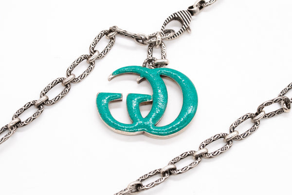 GUCCI MILANO .925 STERLING SILVER SAUTOIRE WITH TURQUOISE AND ENAMEL