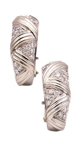 *Boucheron Paris clips-earrings in 18 kt white gold with 1.52 Cts in VS diamonds