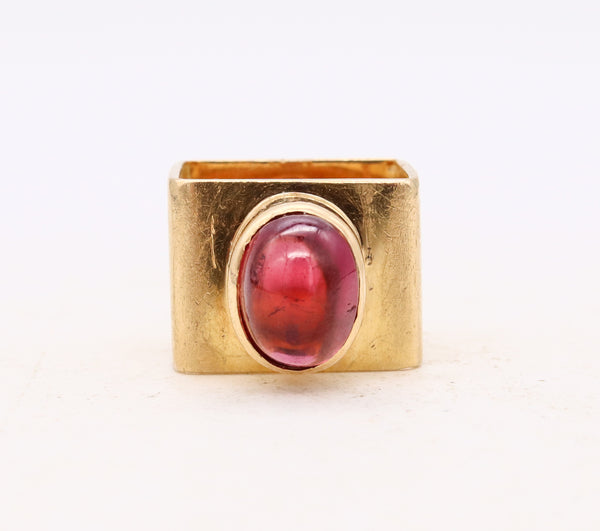 Cartier 1968 Paris Dinh Van 18Kt Yellow Gold Geometric Ring With 3.27 Cts Red Tourmaline