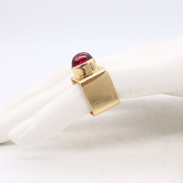 Cartier 1968 Paris Dinh Van 18Kt Yellow Gold Geometric Ring With 3.27 Cts Red Tourmaline