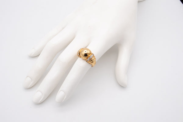 BOUCHERON PARIS CLASSIC ART DECO 18 KT YELLOW GOLD RING WITH VS DIAMONDS