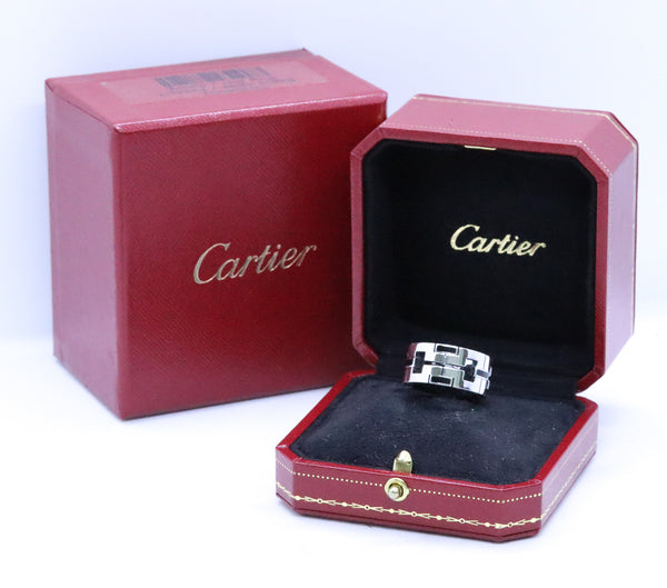 Cartier Paris Le Baiser Du Dragon Chinoiserie Ring In 18Kt White Gold With Black Enamel