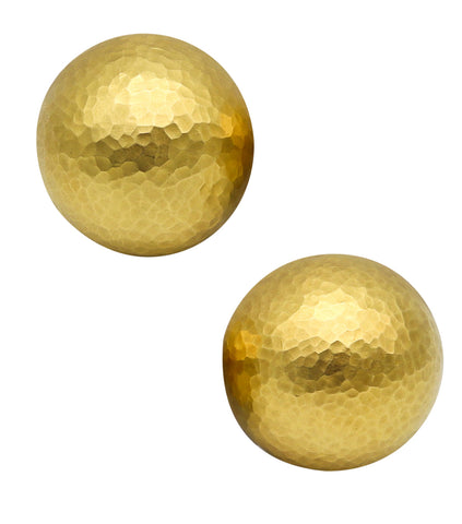 -Tiffany Co. By Paloma Picasso Pair Of Domed Earrings In Hammered 18Kt Yellow Gold