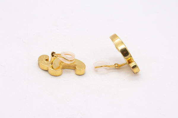 *Angela Cummings New York rare free form earrings in 18 kt yellow gold with white nacre