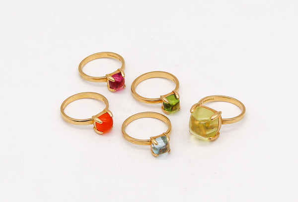 -Tiffany Co. By Paloma Picasso Suite of 5 Sugar Stack Rings In 18Kt Gold With Color Gems