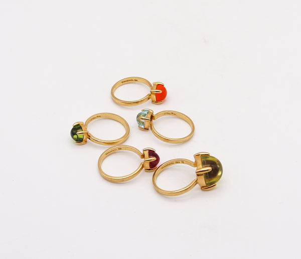 -Tiffany Co. By Paloma Picasso Suite of 5 Sugar Stack Rings In 18Kt Gold With Color Gems