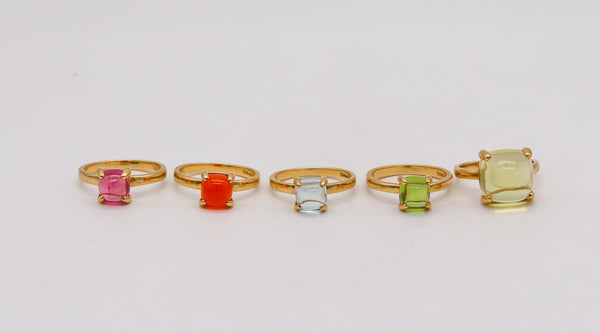 -Tiffany Co. By Paloma Picasso Suite of 5 Sugar Stack Rings In 18Kt Gold With Color Gems