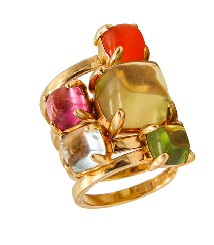 -Tiffany Co. By Paloma Picasso Suite of 5 Sugar Stack Rings In 18Kt Gold With Color Gems