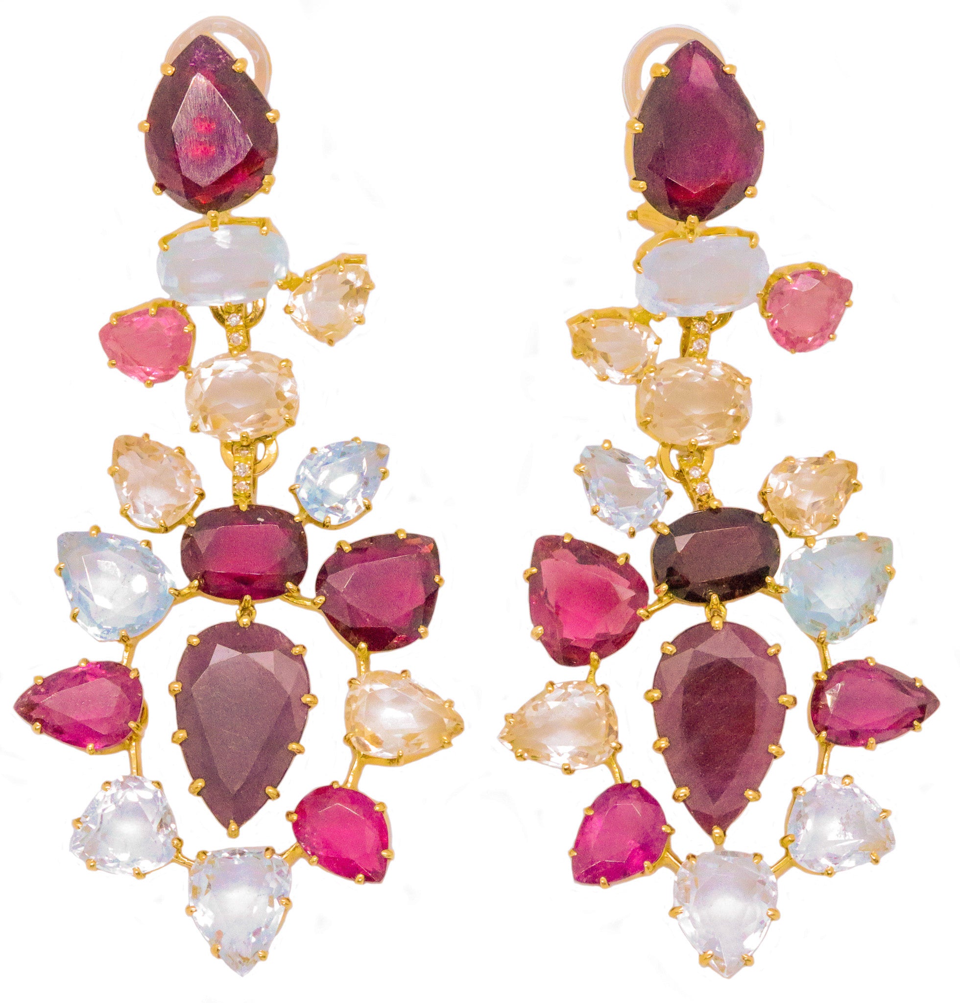 H. STERN 18 KT GOLD HARMONY JEWELED EARRINGS BY DIANE VON FURSTENBERG 67.7 CARATS