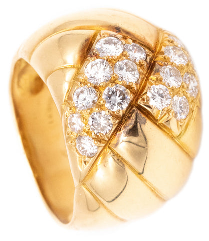 Van Cleef And Arpels 1970 Paris Bombe Cocktail Ring In 18Kt Yellow Gold With 1.26 Cts In VVS Diamonds