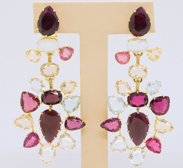 H. STERN 18 KT GOLD HARMONY JEWELED EARRINGS BY DIANE VON FURSTENBERG 67.7 CARATS
