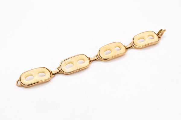 GUCCI 1970 MILANO RARE MARINER BRACELET IN 18 KT YELLOW GOLD WITH FOUR CARVINGS
