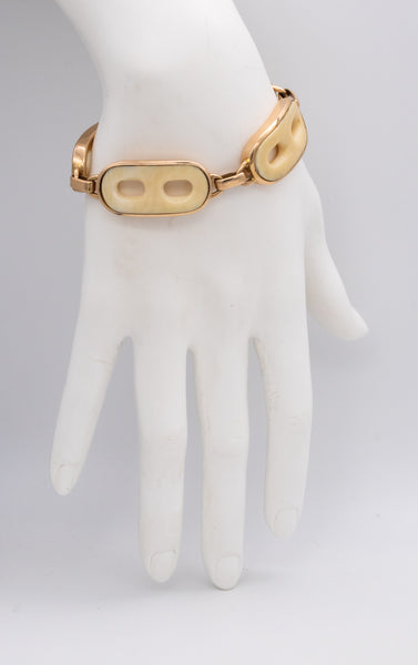 GUCCI 1970 MILANO RARE MARINER BRACELET IN 18 KT YELLOW GOLD WITH FOUR CARVINGS