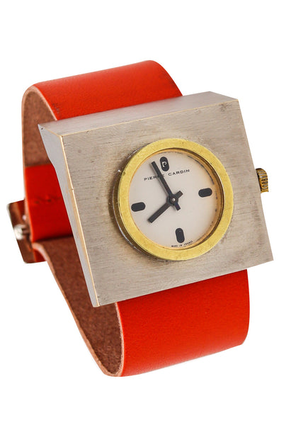 -Pierre Cardin 1971 By Jaeger LeCoultre PC110 Retro Wrist Watch In Stainless And Gold Vermeil