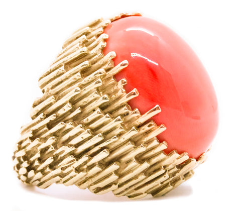 ERWIN PEARL 1960'S MASSIVE CORAL 18 KT RETRO RING