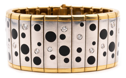 MICHAEL BONDANZA 18 KT GOLD & PLATINUM POLKA DOT BRACELET WITH 3.25 Cts DIAMOND