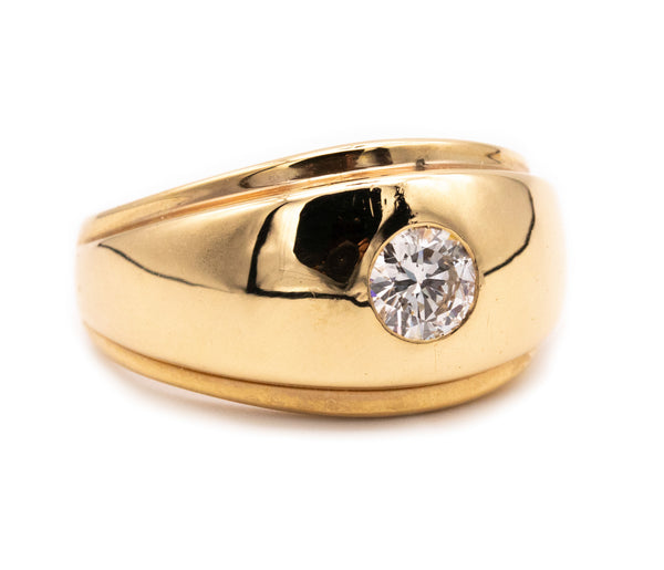 MEN'S 14 KT SOLITAIRE BAND RING WITH ONE 0.55 CENTER DIAMOND