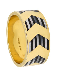 -Tiffany & Co. 1980 Angela Cummings Geometric Bangle In 18Kt Gold With Inlaid Gems