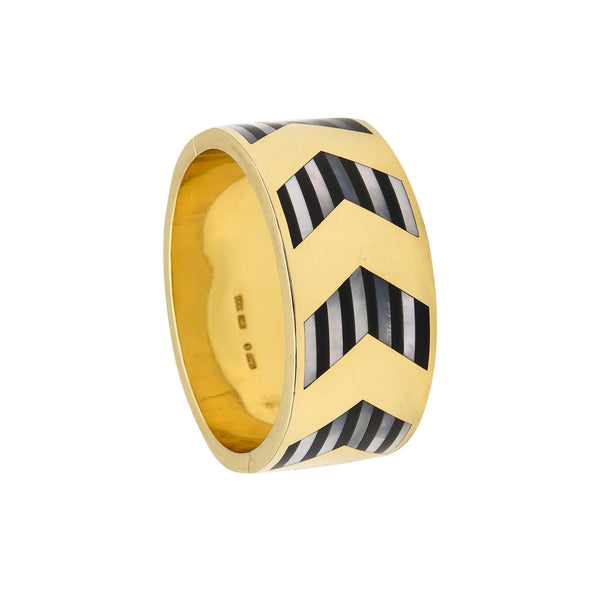 -Tiffany & Co. 1980 Angela Cummings Geometric Bangle In 18Kt Gold With Inlaid Gems