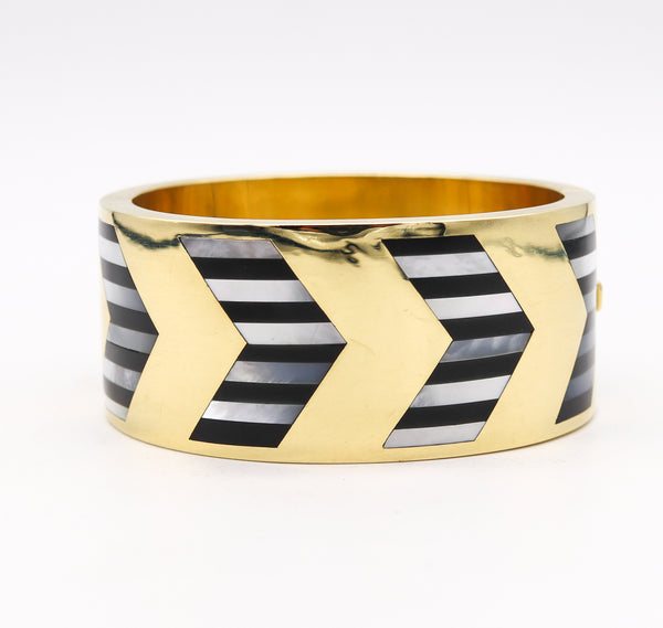 -Tiffany & Co. 1980 Angela Cummings Geometric Bangle In 18Kt Gold With Inlaid Gems