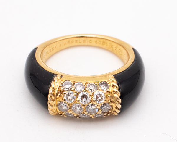 VAN CLEEF & ARPELS 1970 PARIS 18 KT PHILIPPINES RING WITH VS DIAMONDS AND ONYX