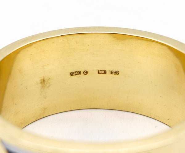 -Tiffany & Co. 1980 Angela Cummings Geometric Bangle In 18Kt Gold With Inlaid Gems
