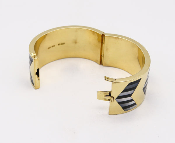 -Tiffany & Co. 1980 Angela Cummings Geometric Bangle In 18Kt Gold With Inlaid Gems
