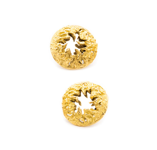 Chaumet 1970 Paris Retro Mirrored clip Earrings In Textured 18Kt Yellow Gold