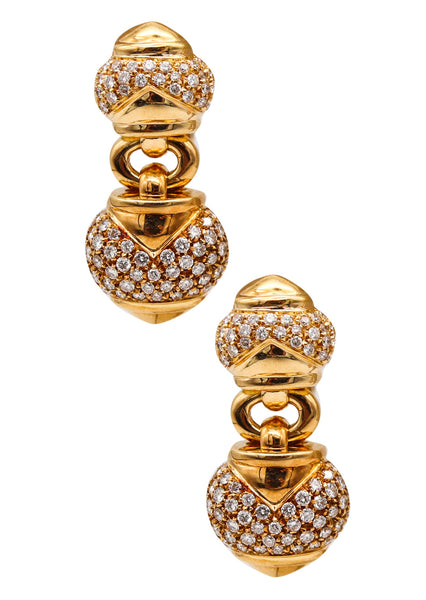 Bvlgari Roma Doppio Drop Clips Earrings In 18Kt Yellow Gold With 2.58 Cts In VVS Diamonds