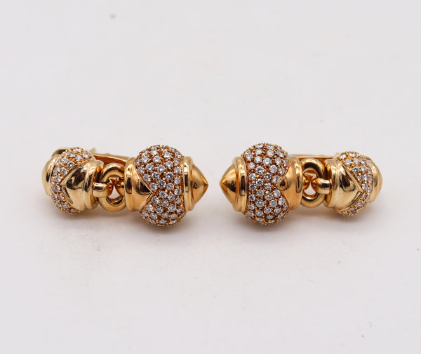 Bvlgari Roma Doppio Drop Clips Earrings In 18Kt Yellow Gold With 2.58 Cts In VVS Diamonds