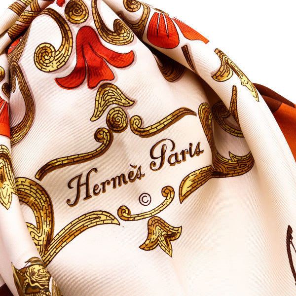 *Hermes Paris 1969 Rare Cheval Turk Turkish Horse Luxury Squared Silk scarf 90 by 90 Cm
