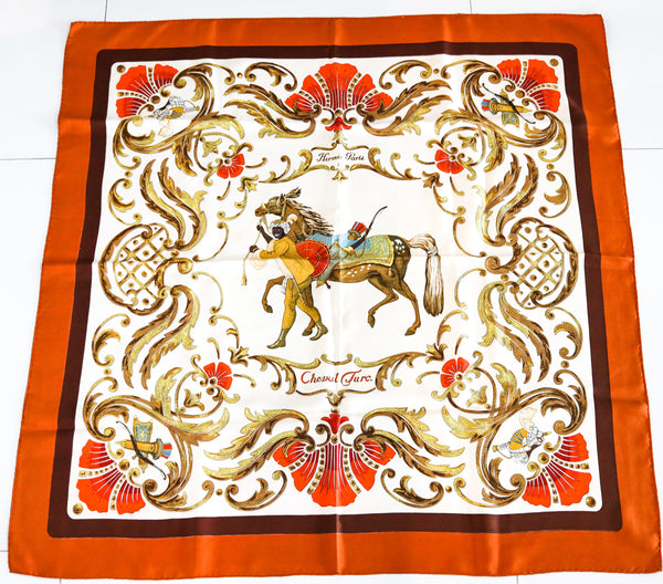 *Hermes Paris 1969 Rare Cheval Turk Turkish Horse Luxury Squared Silk scarf 90 by 90 Cm