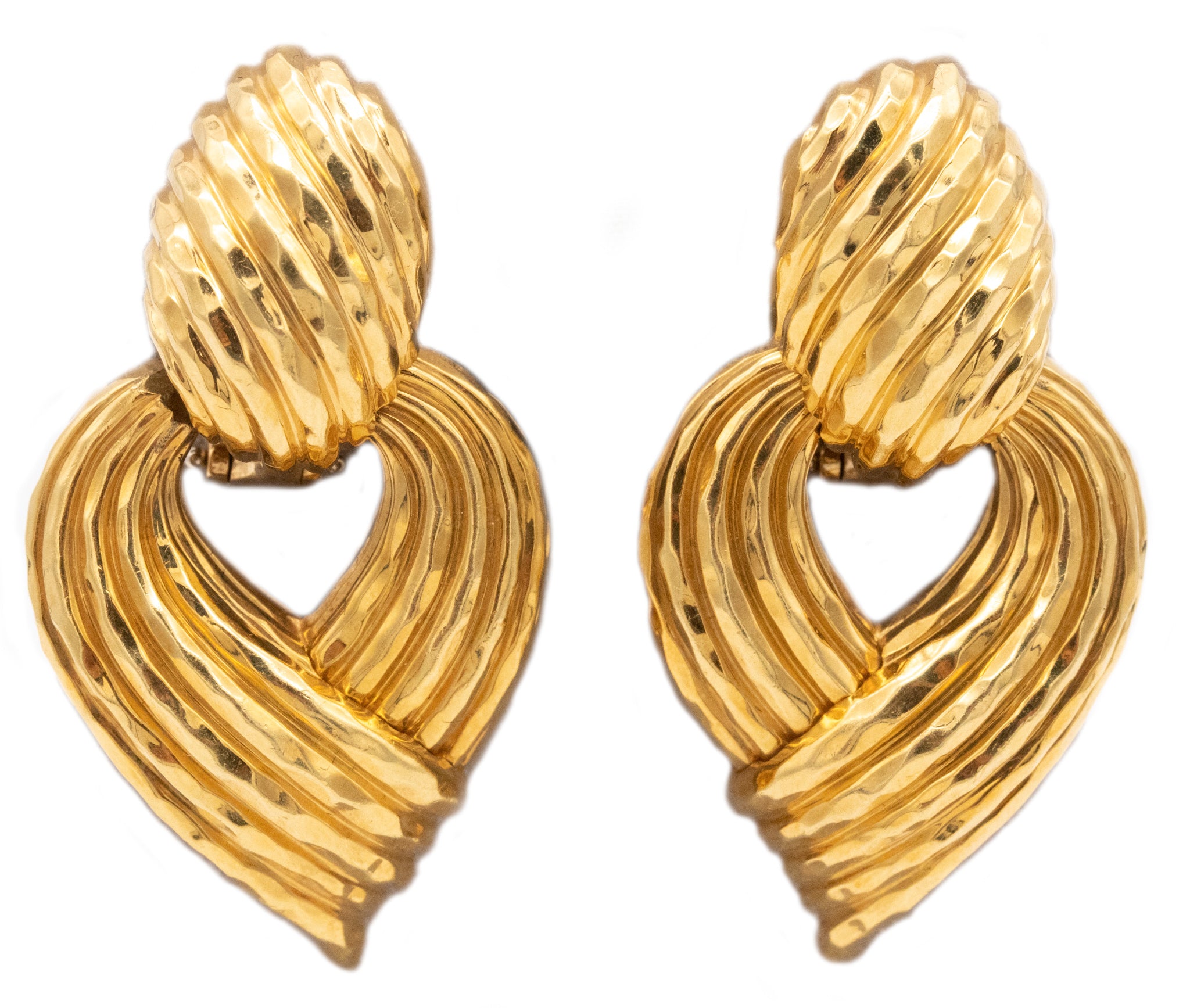 HENRY DUNAY 18 KT YELLOW GOLD MOVABLE TEXTURED EARRINGS