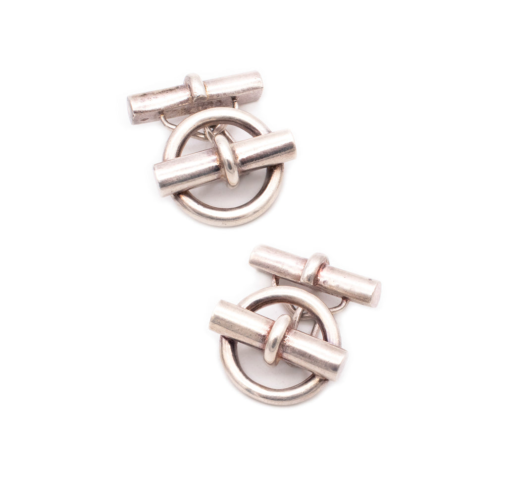 HERMES 1970 PARIS RARE CHAINE D'ANCRE CUFFLINKS IN STERLING SILVER