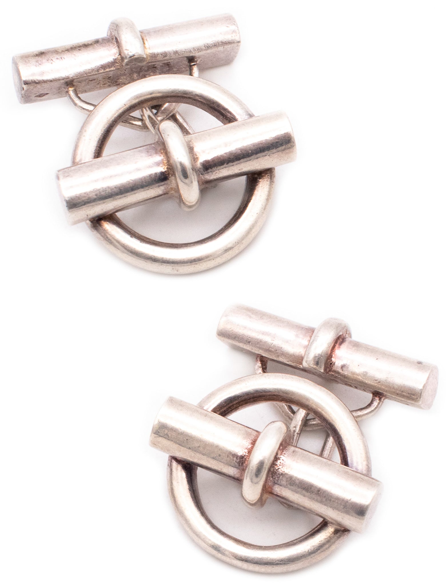 HERMES 1970 PARIS RARE CHAINE D'ANCRE CUFFLINKS IN STERLING SILVER WITH BOX