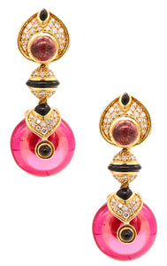 Marina B Milano Pneus Interchangeable Gem Set Earrings In 18Kt Gold With 82.11 Cts In Diamonds & Tourmaline