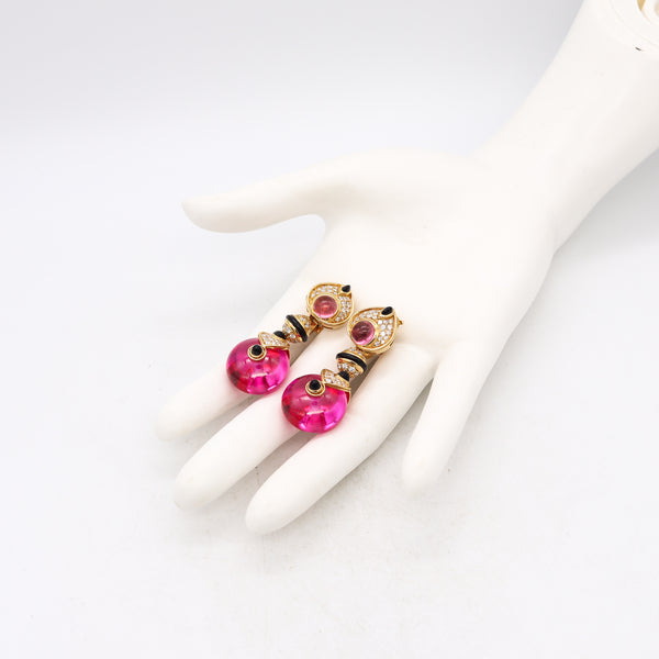 Marina B Milano Pneus Interchangeable Gem Set Earrings In 18Kt Gold With 82.11 Cts In Diamonds & Tourmaline